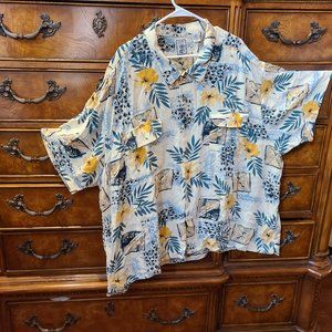 Vintage Roundtree & Yorke Shirt Mens Large Short Sleeve Hawaiian Fauna Casual 4X